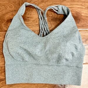Elegant Gray Sports Bra with Strappy Back